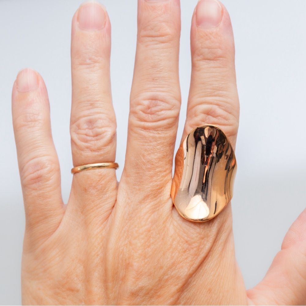 Bold statement ring shield ring rose gold over bronze Bronzo Italia 9
